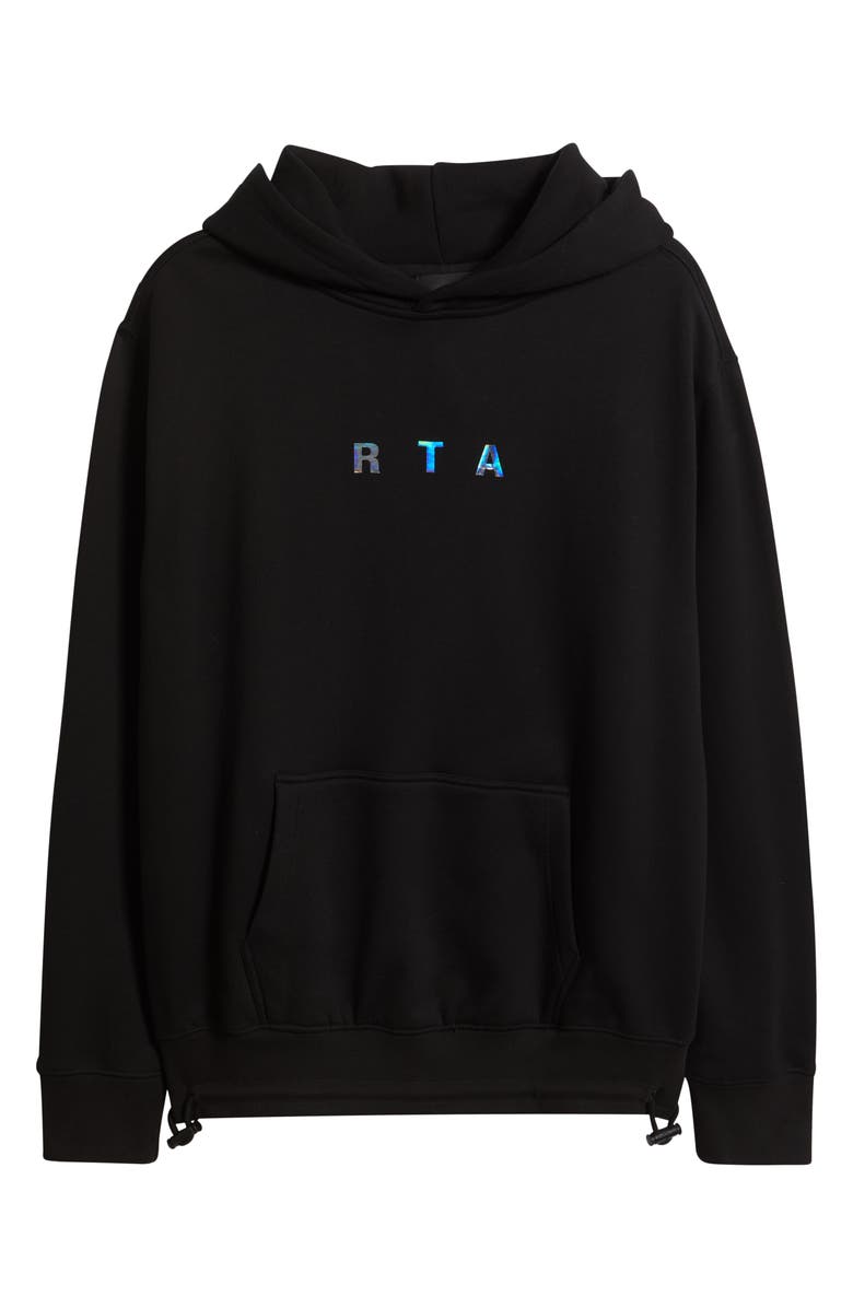 RtA Jordan Oversize Black Circuit Cross Cotton Hoodie, Main, color,