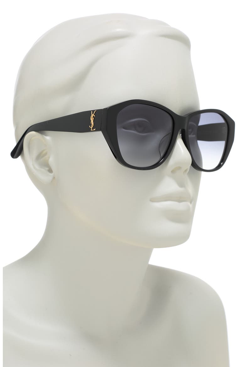 57mm Oval Sunglasses, Alternate, color, BLACK BLACK GREY
