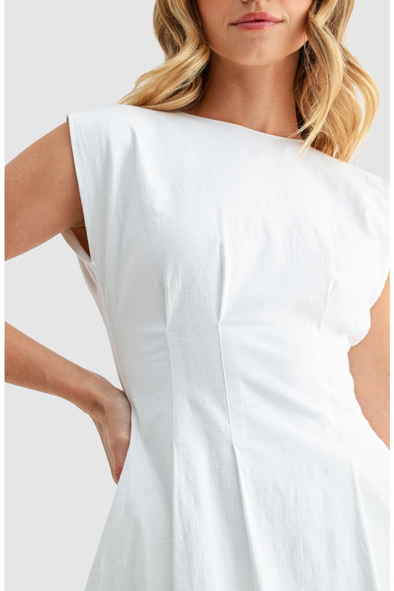 Cinched Midi Dress, Alternate, color, WHITE