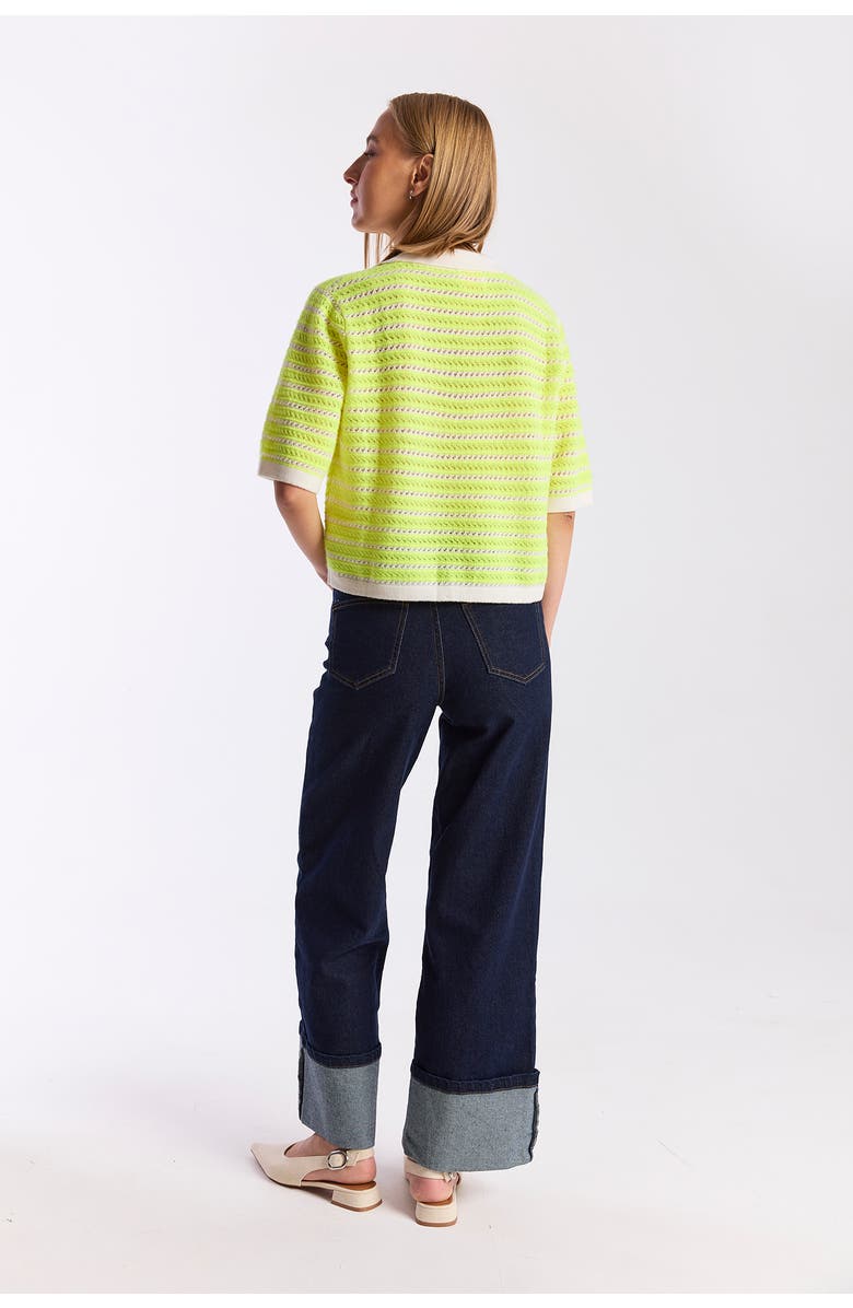 Brodie Pure Cashmere Suzie Stitch 100% Cashmere Polo Top, Alternate, color, Neon Yellow