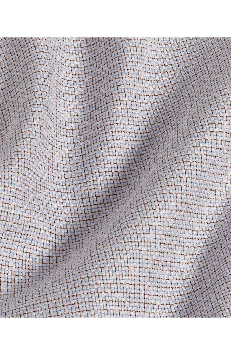 David Donahue Trim Fit Dobby Micro Check Dress Shirt, Alternate, color, Sky/ Choco