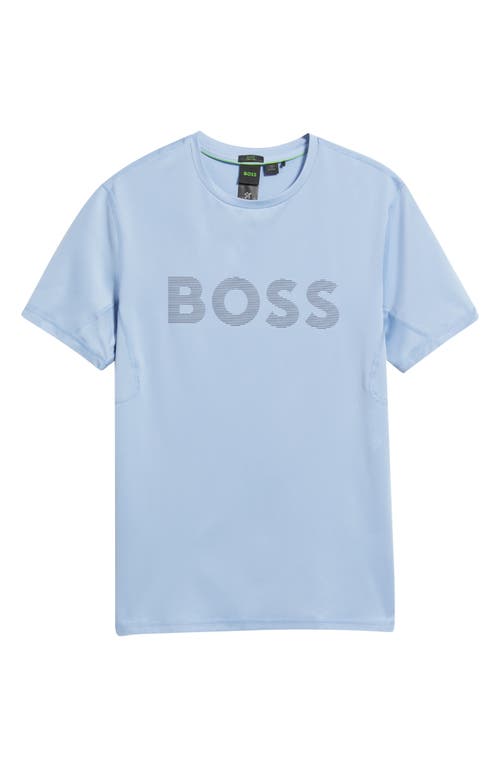 Hugo Boss Boss Slim Fit Performance Logo Graphic T-shirt In Open Blue