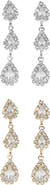 Tasha 2-Pack Teardrop Crystal Linear Drop Earrings