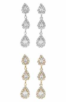 Tasha 2-Pack Teardrop Crystal Linear Drop Earrings
