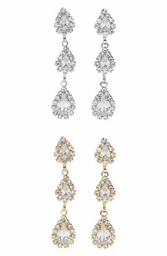 Tasha 2-Pack Teardrop Crystal Linear Drop Earrings