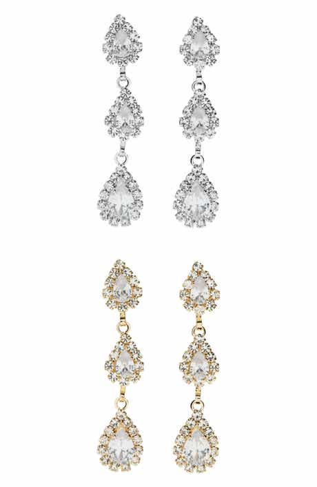 Tasha 2-Pack Teardrop Crystal Linear Drop Earrings