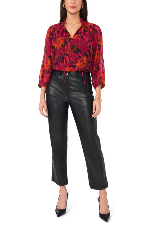 Vince Camuto Floral Print Raglan Sleeve Shirt In Red