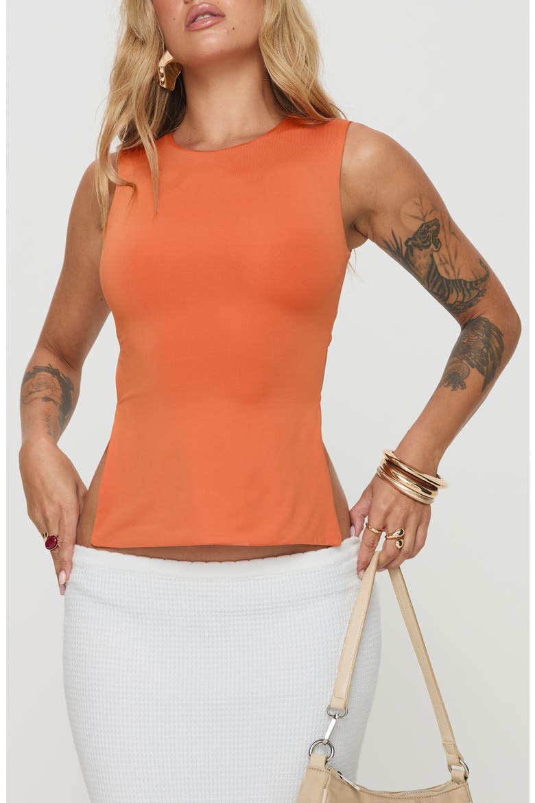Uzo Metallic Open Back Top, Main, color, ORANGE