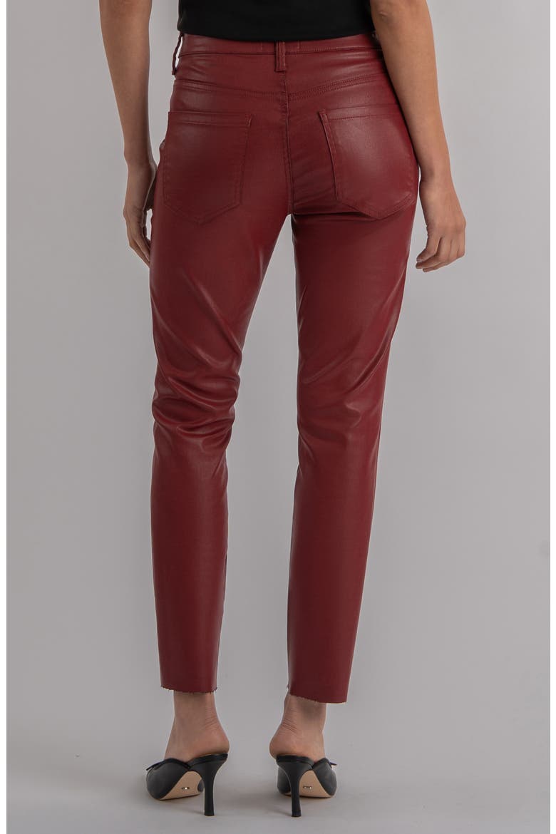 Charlize Coated Raw Hem Ankle Cigarette Jeans, Alternate, color, RED