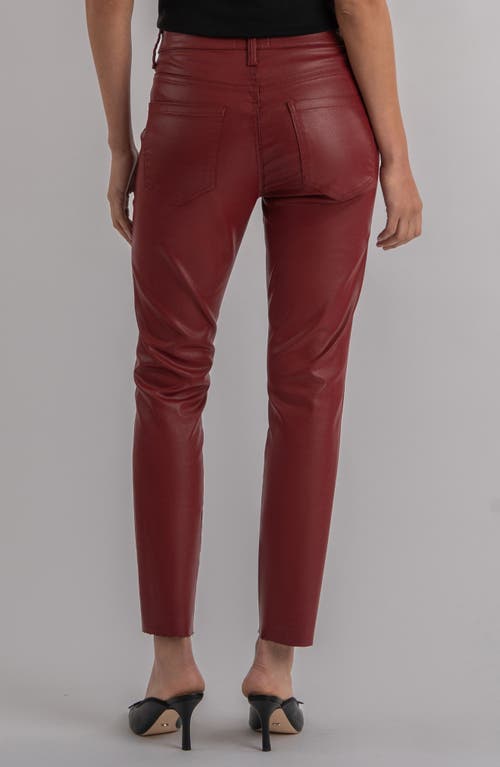 Kut From The Kloth Charlize Coated Raw Hem Ankle Cigarette Jeans In Red