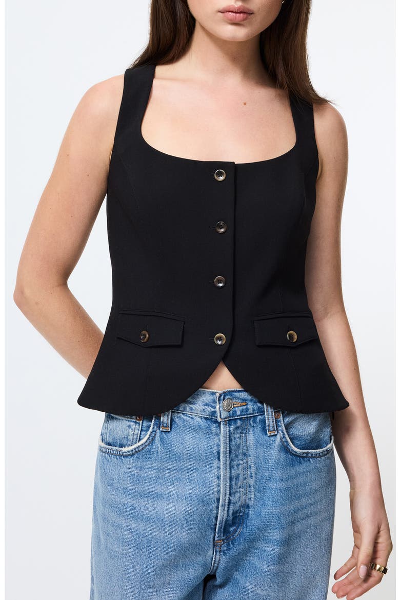 Azra Twill Vest, Main, color, BLACK