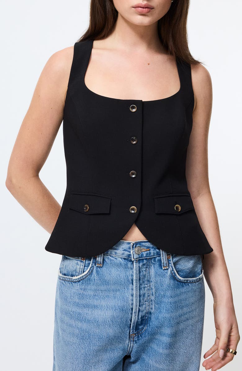 French Connection Azra Twill Vest, Main, color, Black