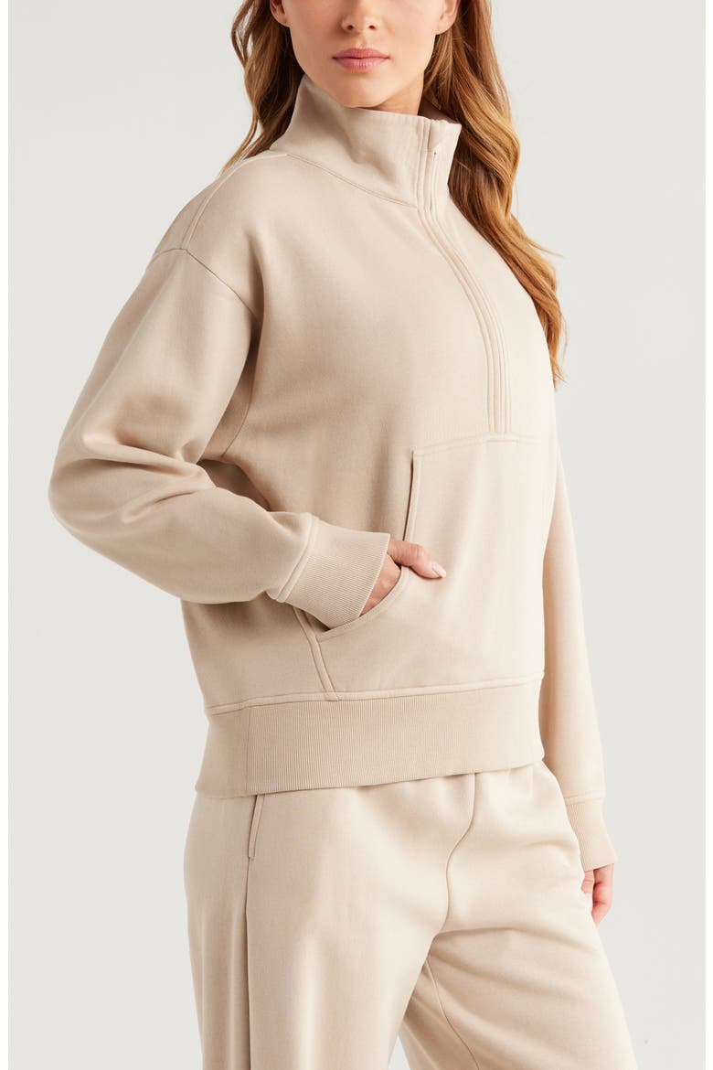 Cloud Fleece Half Zip Sweatshirt, Alternate, color, TAN OXFORD