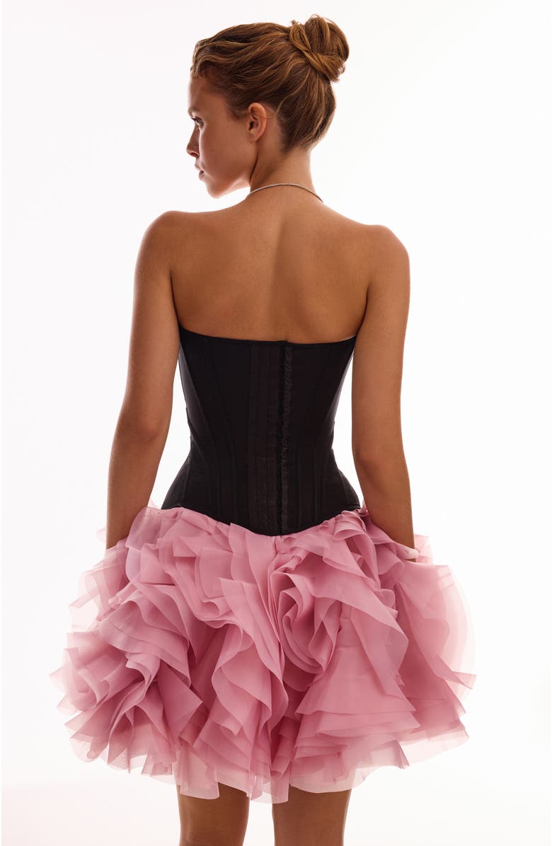 Milla Fitted Boat Neck Low-Waist Structured Black Corset for Cocktail Events, Alternate, color, Black