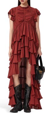 AllSaints Shaela Tiered Ruffle High-Low Dress