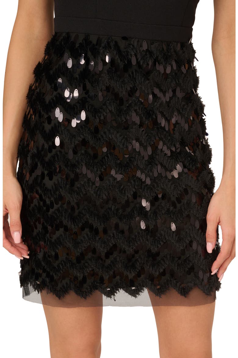 Mixed Media Minidress, Alternate, color, BLACK
