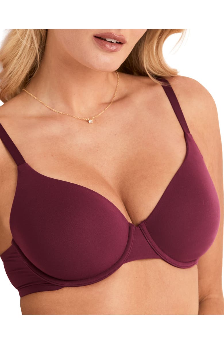Adore Me Janelle Contour Demi Bra, Alternate, color, Dark Red