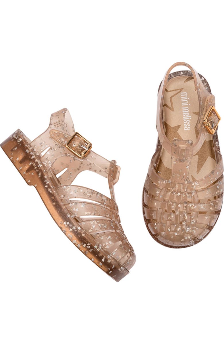 Mini Melissa Kids' Possession Metallic Jelly Sandal, Alternate, color, Beige Glitter