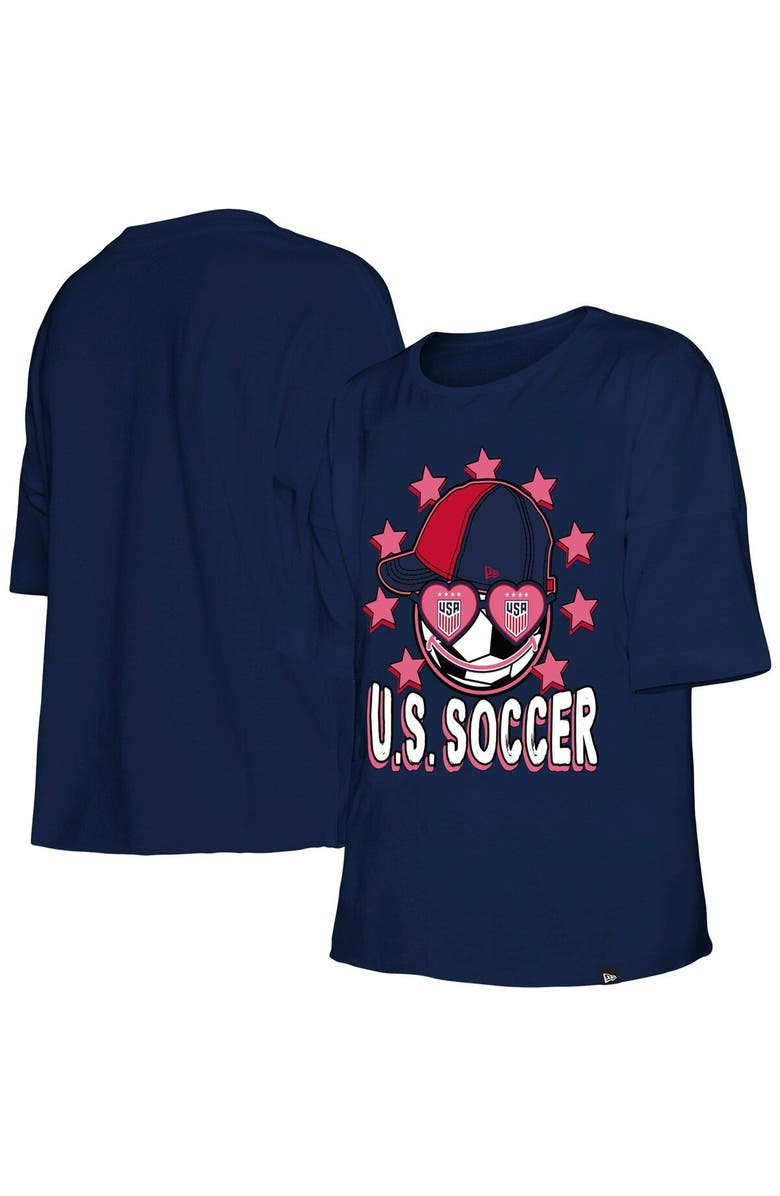 New Era Girls Youth New Era Navy USWNT T-Shirt, Main, color, 
