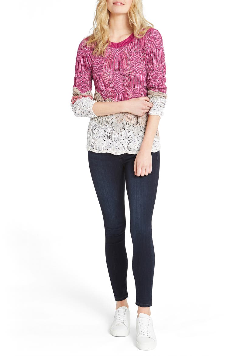 Peak Mixed Stitch Sweater, Alternate, color, PINK MULTI