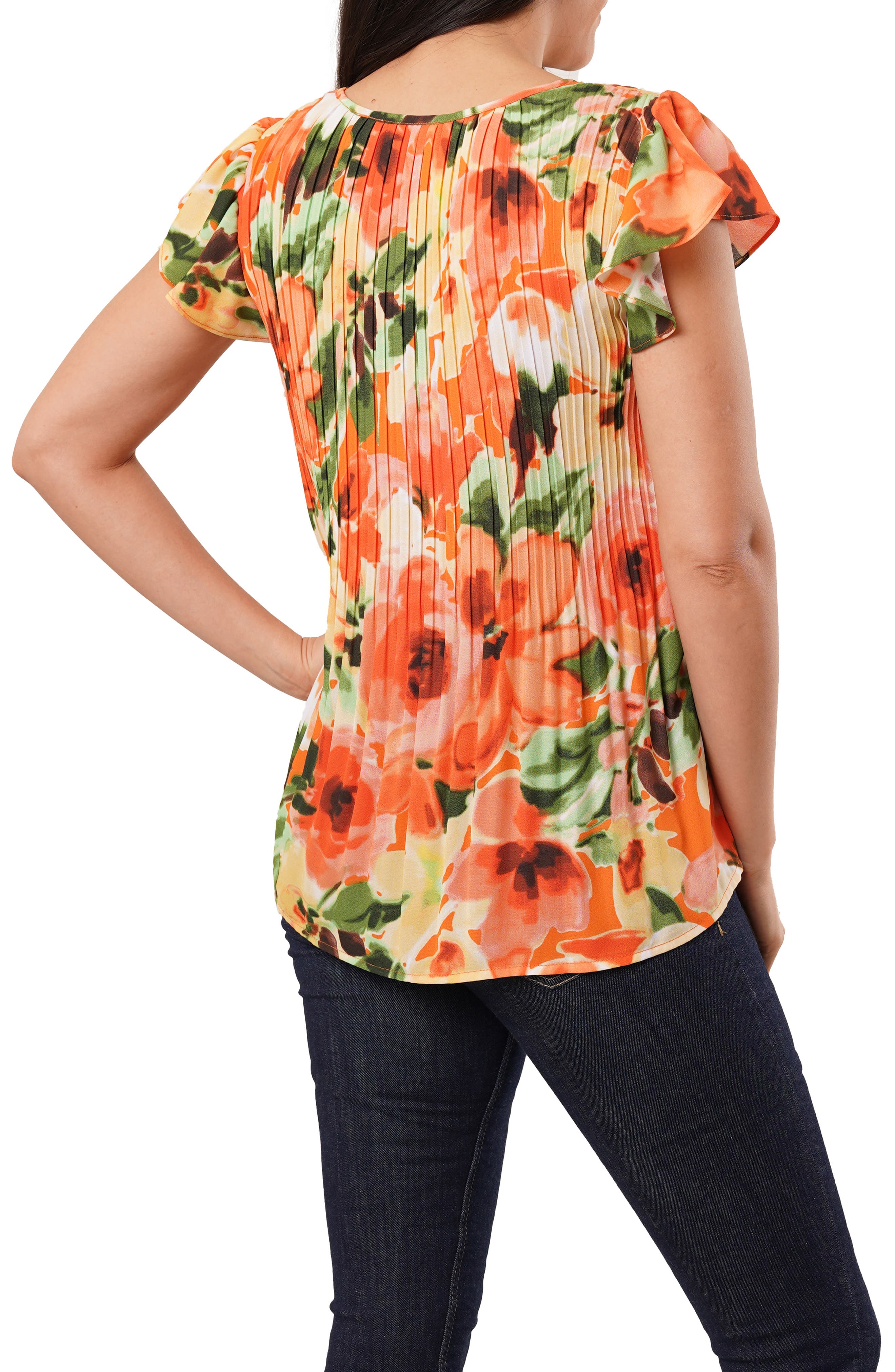 Pleated Flutter Sleeve Top - image 4