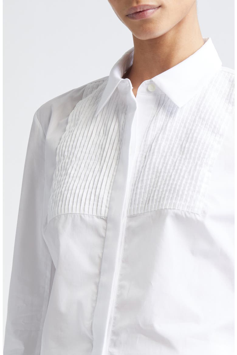 Natalia Pintuck Cotton Poplin Button-Up Shirt, Alternate, color, WHITE