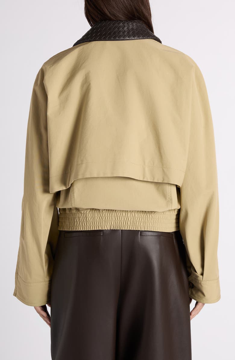 Bottega Veneta Water Repellent Cotton Jacket with Intrecciato Collar, Alternate, color, Sahara