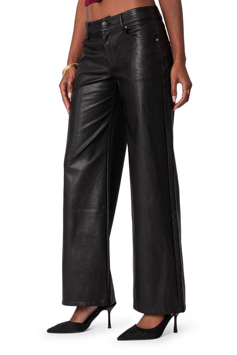 Straight Leg Faux Leather Jeans, Alternate, color, BLACK