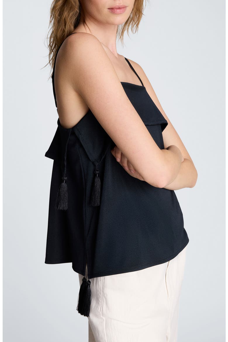 Tassel Trim Foldover Camisole, Alternate, color, BLACK