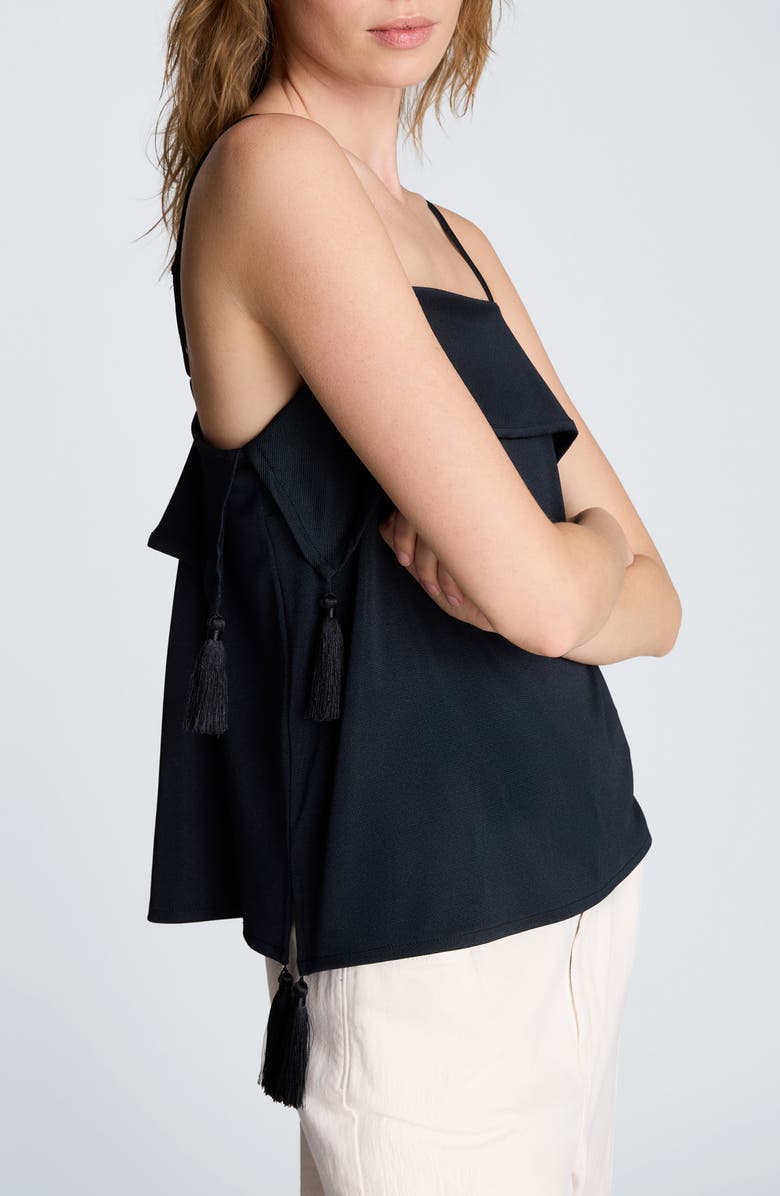 Kenneth Cole Tassel Trim Foldover Camisole, Alternate, color, Black