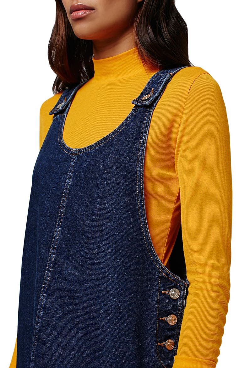 Patch Pocket Denim Pinafore Dress, Alternate, color, INDIGO