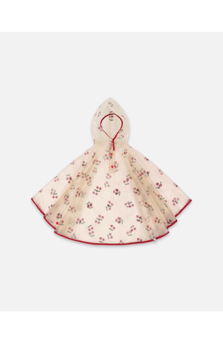 Deux par Deux Little Girl's Red Cherry Printed Rain Cape, Main, color, 