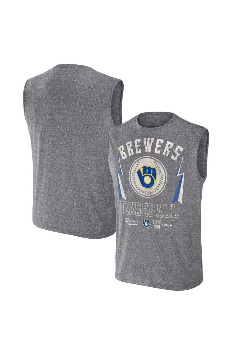Darius Rucker Collection by Fanatics Men's Darius Rucker Collection by Fanatics Charcoal Milwaukee Brewers Relaxed-Fit Muscle Tank Top, Main, color, Charcoal