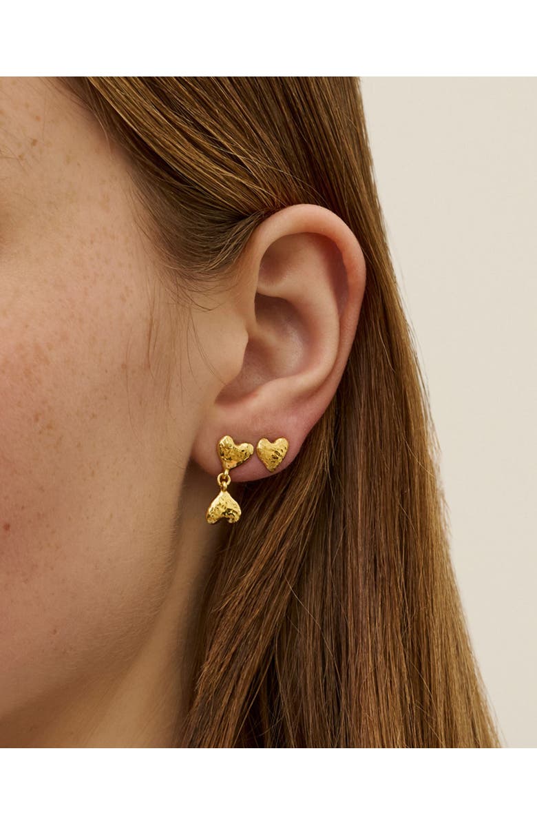 Ottoman Hands Hammered Heart Studs, Alternate, color, Gold