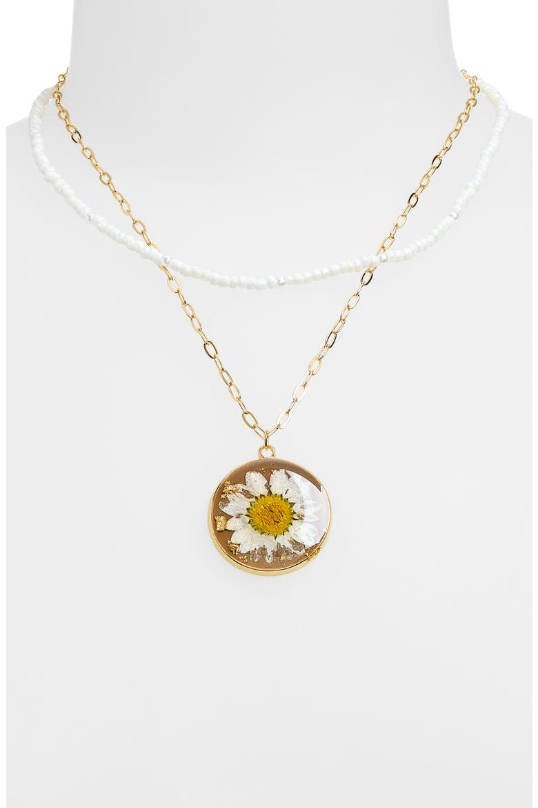 Layered Floral Pendant Necklace, Alternate, color, GOLD