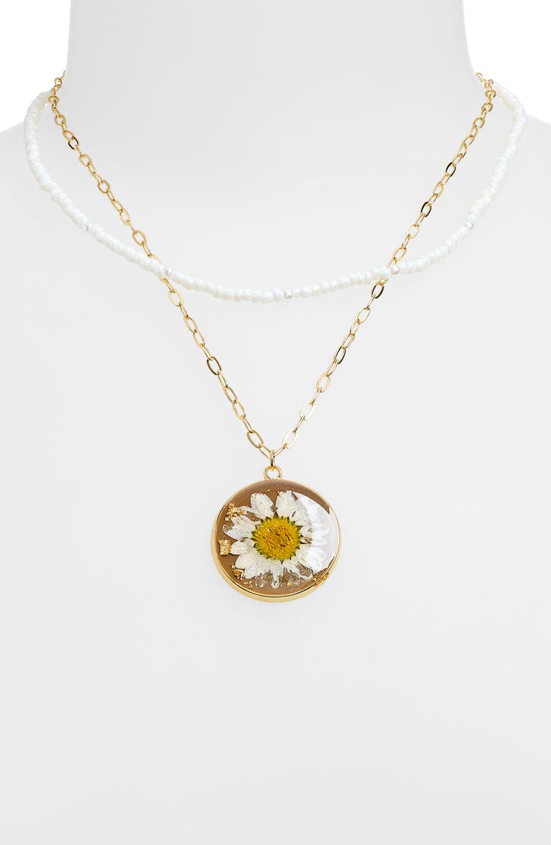 BP. Layered Floral Pendant Necklace, Alternate, color, Gold