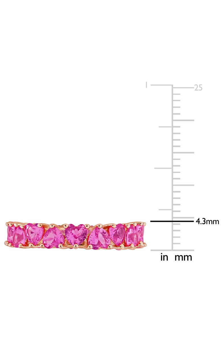 DELMAR Lab Grown Pink Sapphire Heart Eternity Ring, Alternate, color, Pink