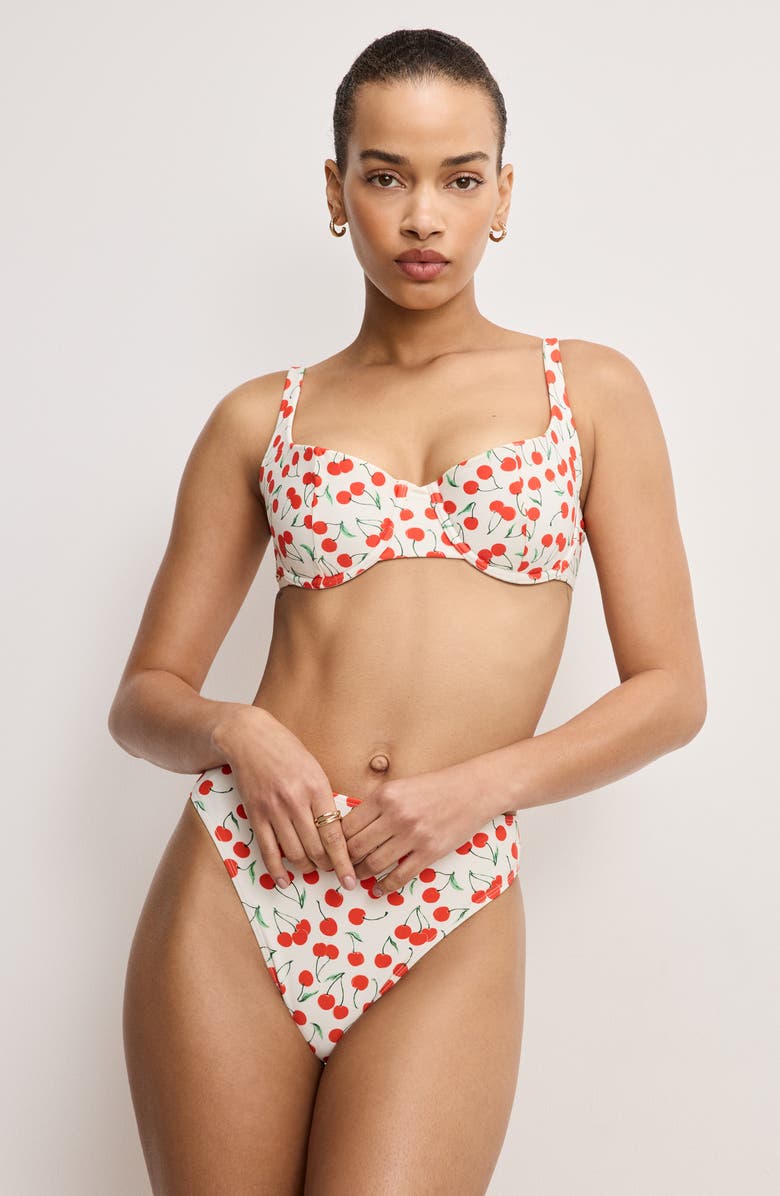 Good American Cherry Underwire Bikini Top, Alternate, color, Snow Cherries 04