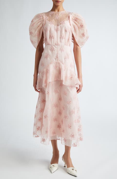 国内発| ERDEM フローラルクレープ ミディドレス Pink Shop Pink Erdem Online | Nordstrom
