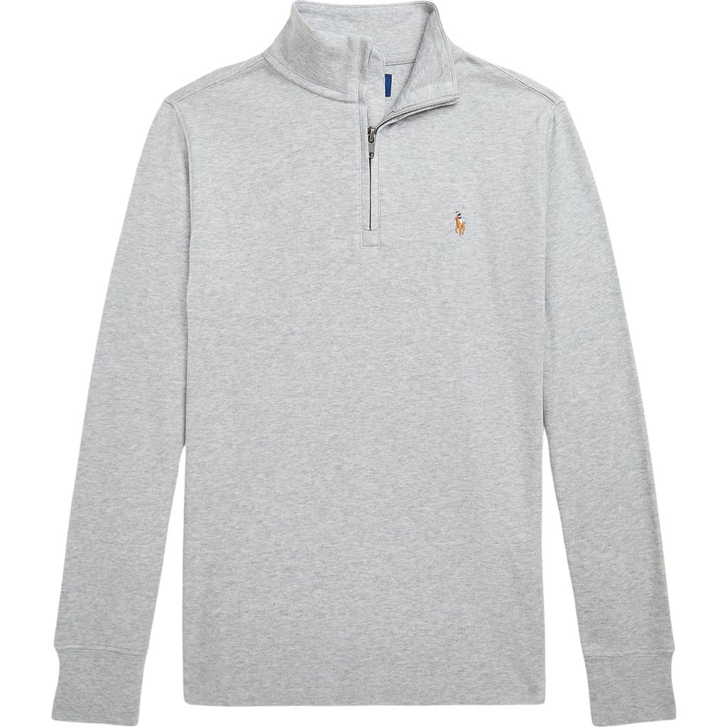 Polo Ralph Lauren Big Boys Cotton Interlock Quarter-zip Pullover Shirt In Gray