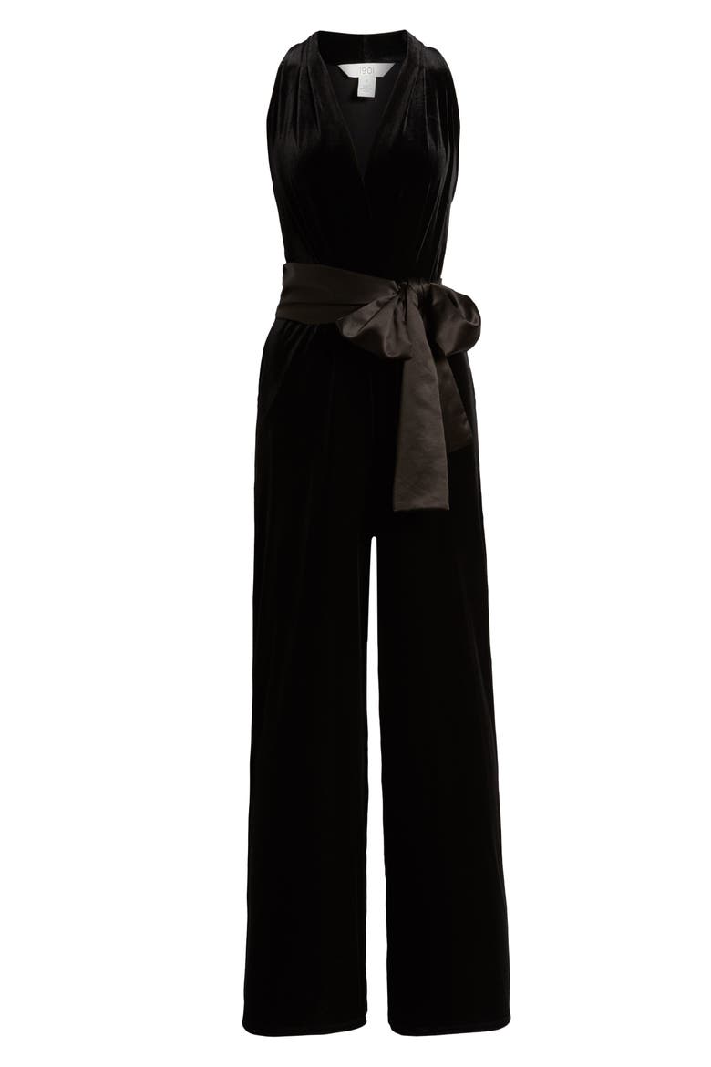 Velvet Jumpsuit, Alternate, color, BLACK