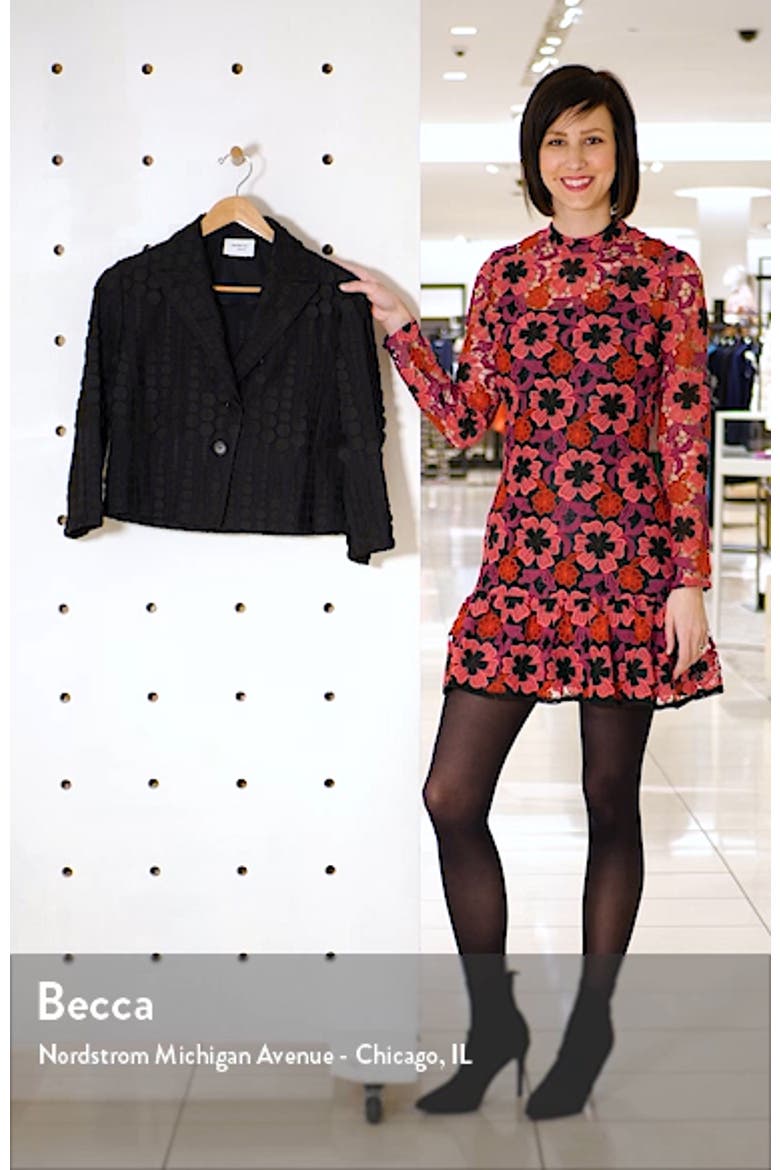 Embroidered Dot Crop Cotton Blend Jacket video