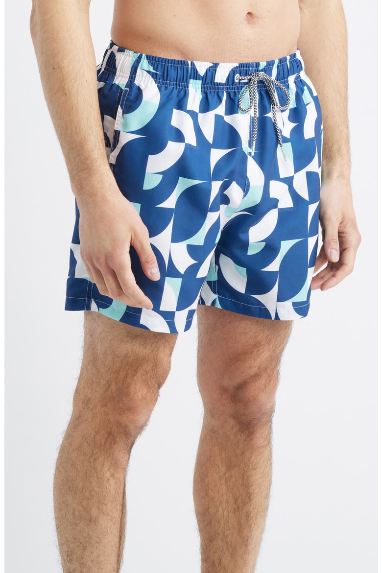 Abstract Print Swim Trunks, Alternate, color, BLUE MULTI