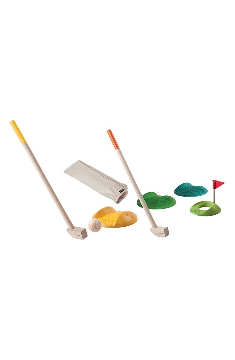 PlanToys<sup>®</sup> 8-Piece Mini Golf Playset, Alternate, color, Brown