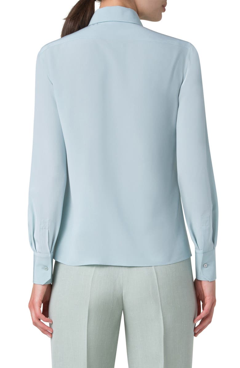 Akris Silk Crepe Button-Up Shirt, Alternate, color, 