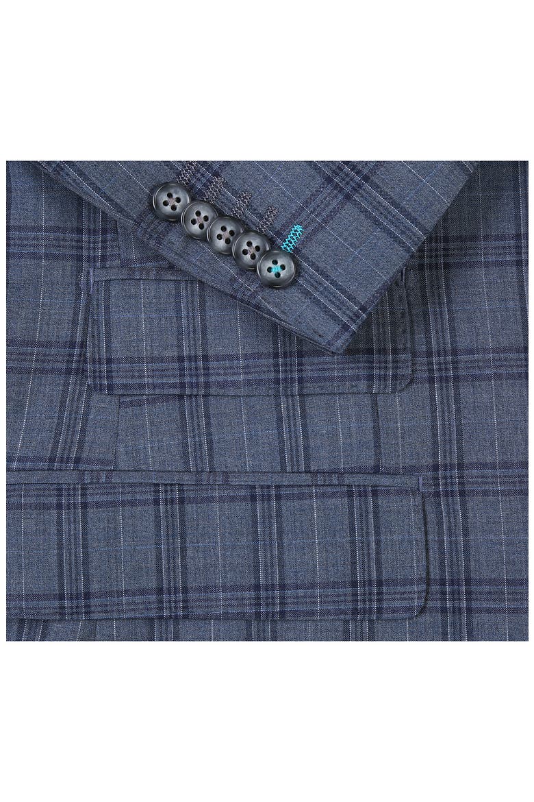 Plaid Trim Fit Wool Blend Two-Piece Suit, Alternate, color, GRAY