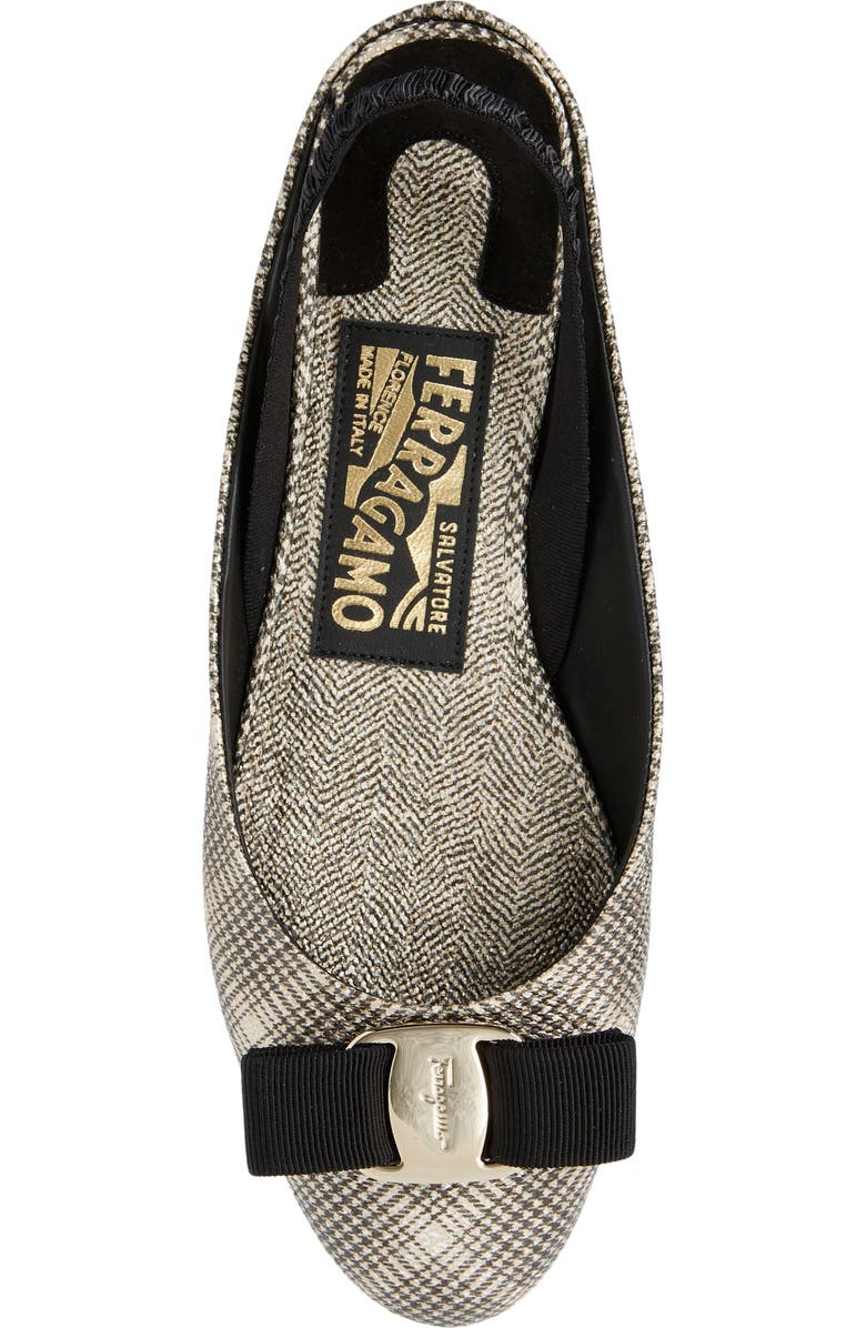 FERRAGAMO Vara Bow Houndstooth Slingback Flat, Alternate, color,