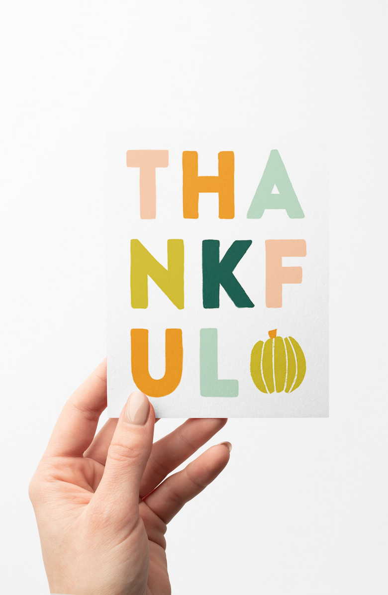 Joy Paper Co. Thankful Boxed Set of 8 Greeting Cards, Alternate, color, White / Thankful Text