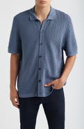 BOSS Nappo Pointelle Short Sleeve Button-Up Shirt