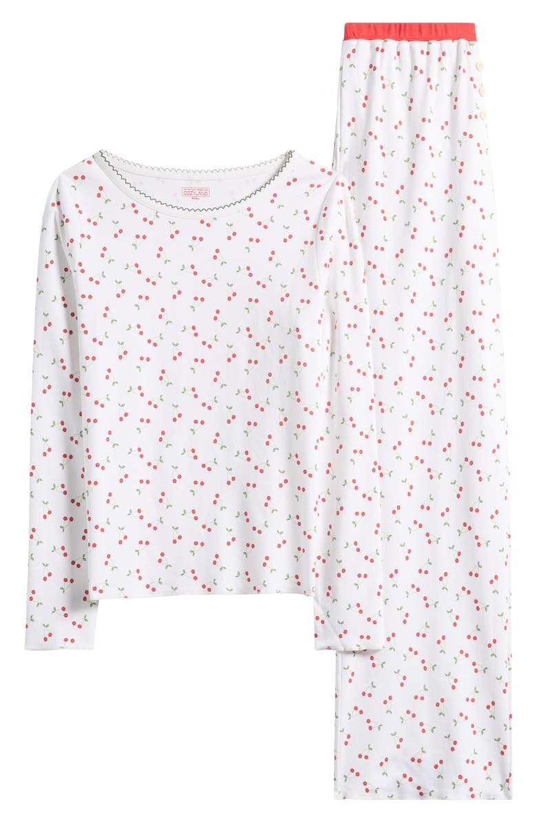 COZYLAND Ellie Cherry Pie Pima Cotton Pajamas, Alternate, color, Cherry Pie